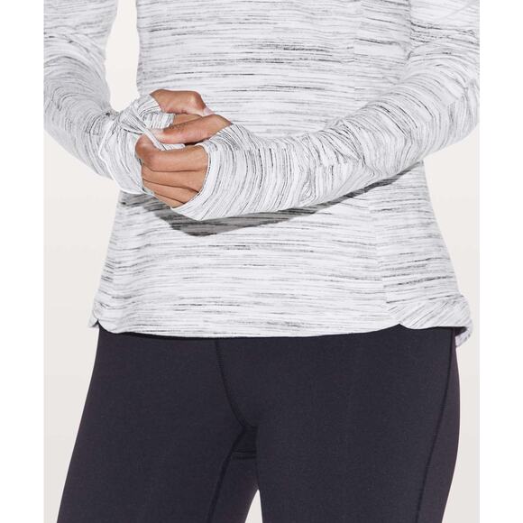 LULULEMON Women's Runderful Long Sleeve Size 4 In Space Dye Camo White Silver - Picture 6 of 13
